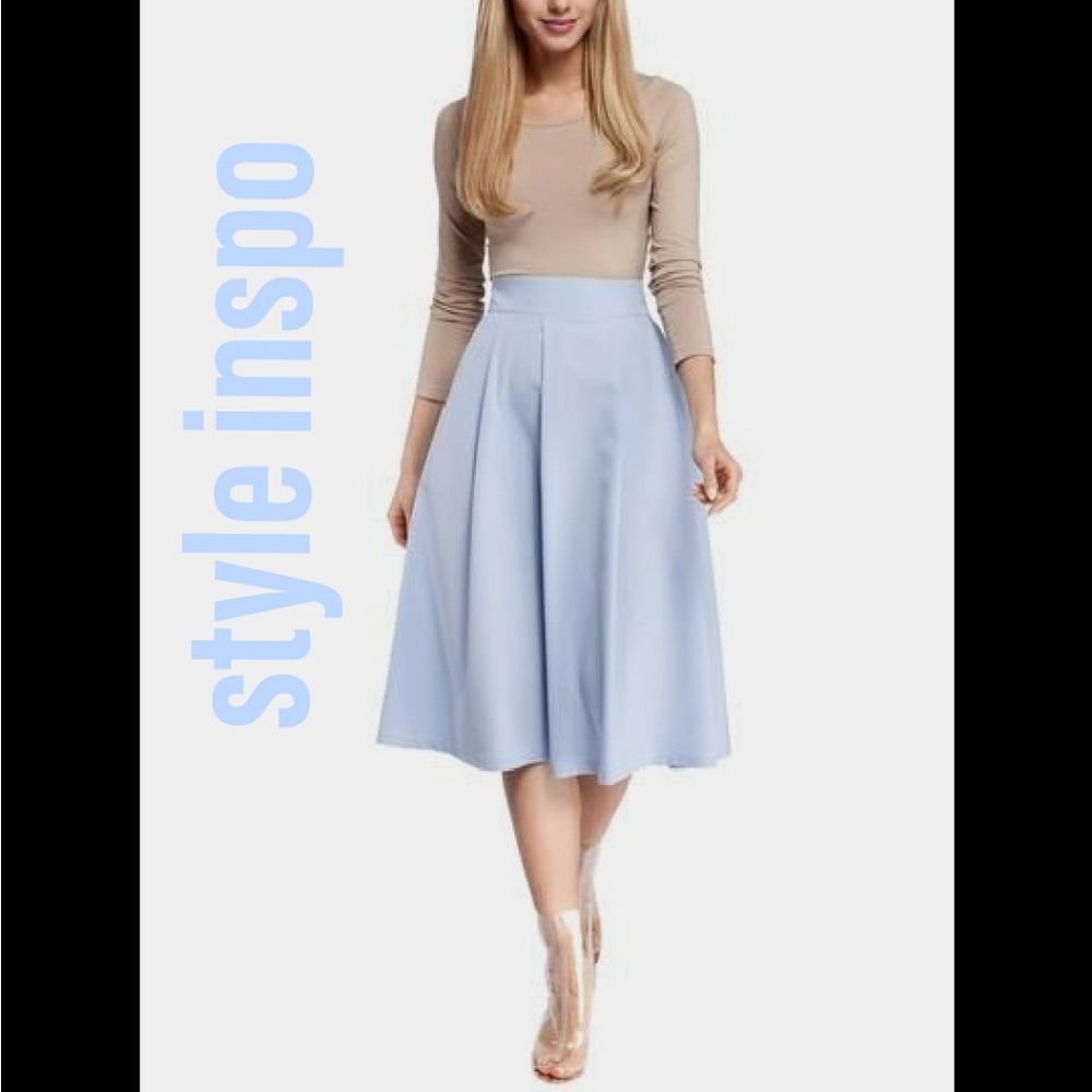 Uniqlo Light Blue A-Line Midi Skirt